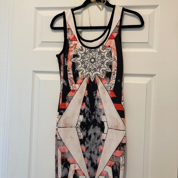 Solemio Los Angeles Sleeveless dress Black cream orange - Picture 2 of 2